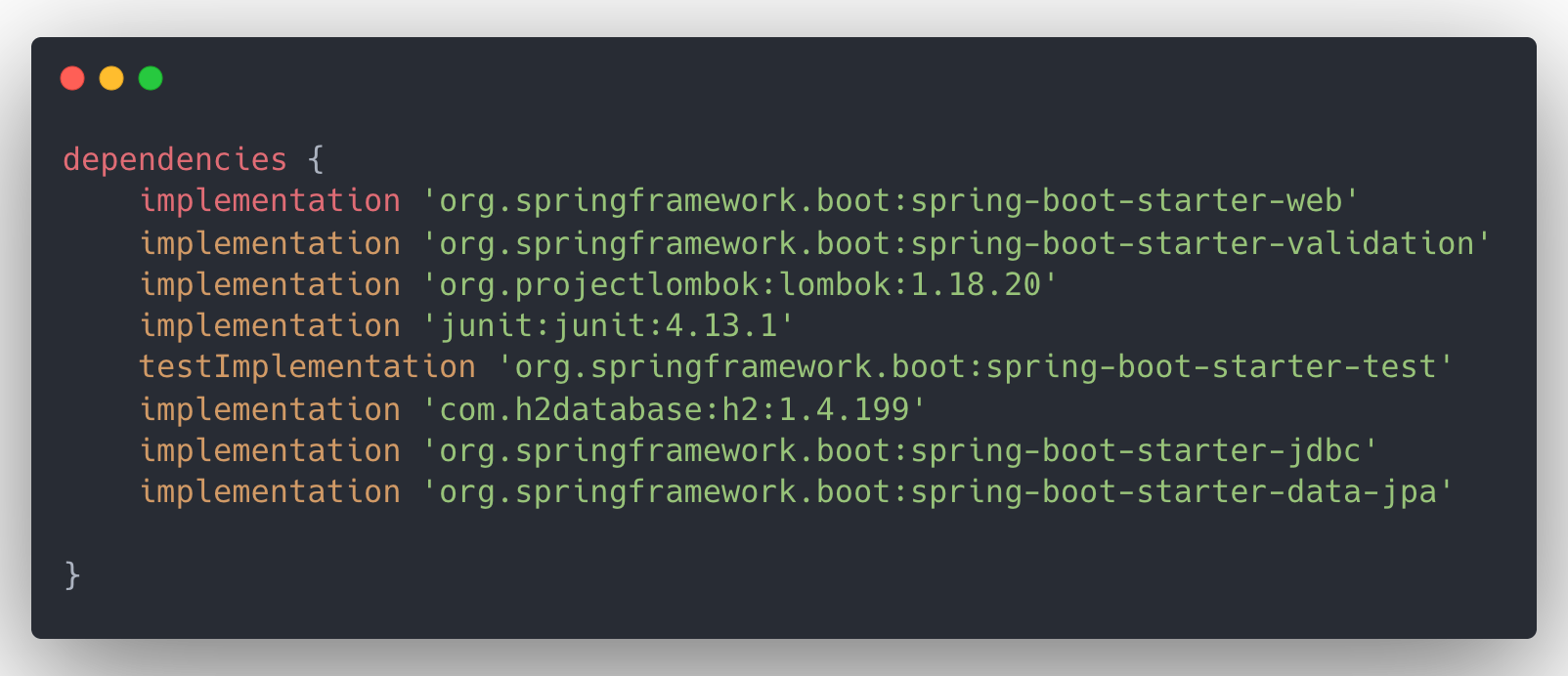 SpringBoot build dependency setting - build.gradle